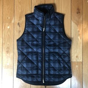 J. Crew Blue Plaid Quilted Vest